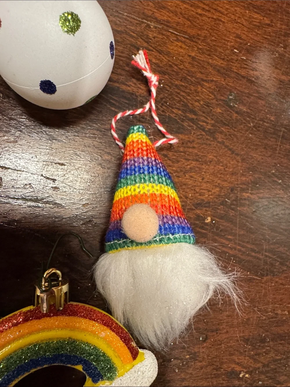 10 piece rainbow and gnomes Christmas Ornaments for small tree
